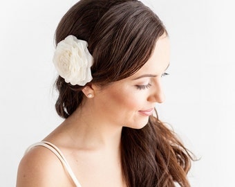 Wedding Hair Clip Classic Rose - Rose Hair Clip - Ivory, White - Bridal Hair Accessories