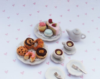 Over the Top Fairy Garden Miniature Tea Set, Setting for Fairies, Dollhouse Miniature Tea