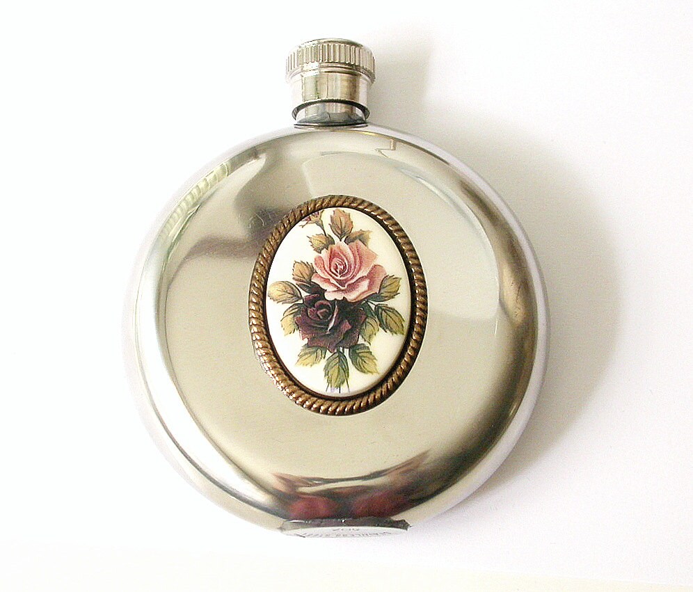 Liquor Flask Round Flask Gift for Women Flask by LeBoudoirNoir