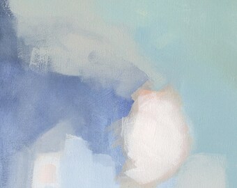 Pastel Abstract Painting Print, Blue Print Art, Large Canvas Art Print, Abstract Canvas Blue Wall Decor, Abstract Artwork Framed Decor Helen