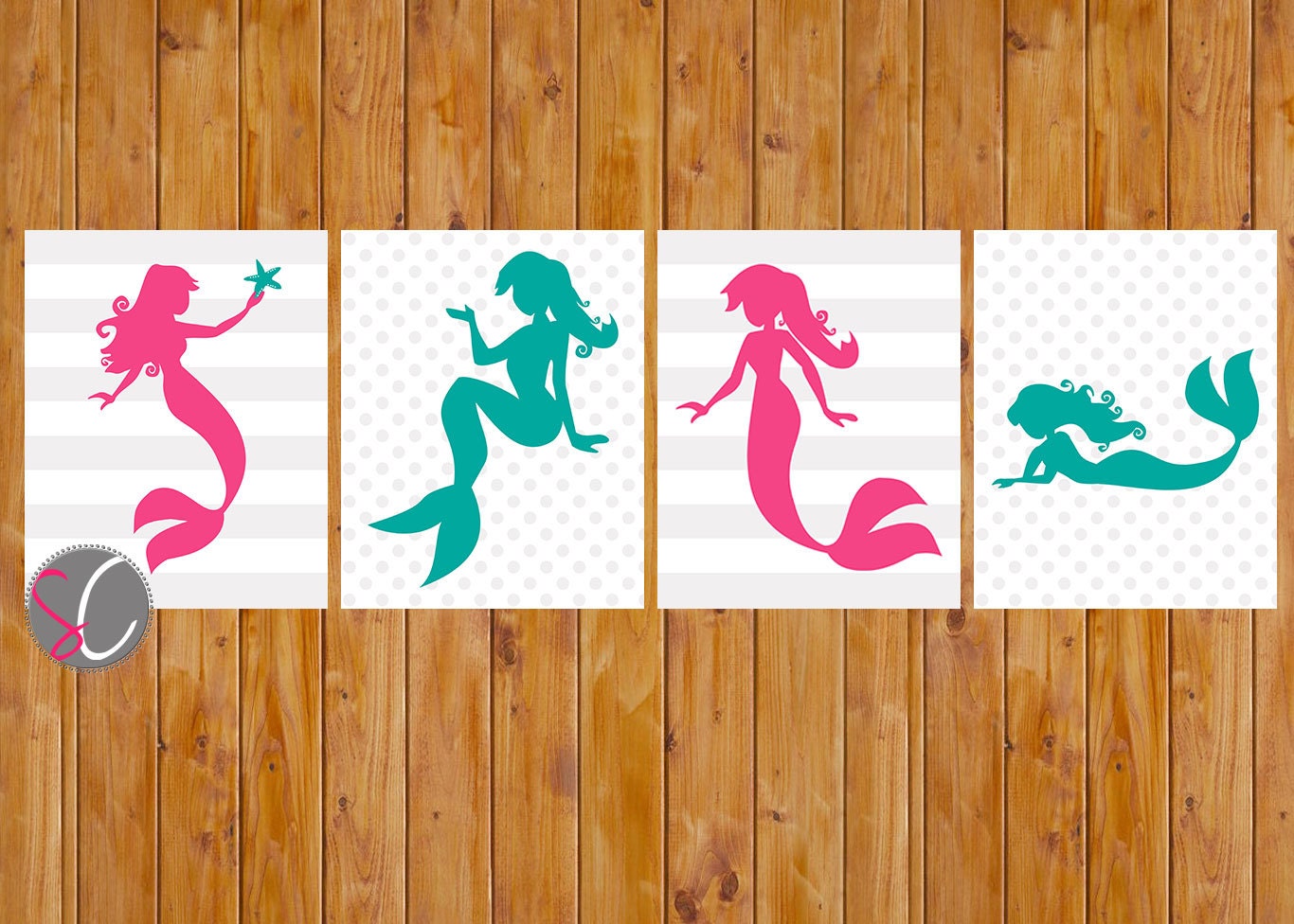 Instant Download Mermaid Nursery Girls Room Decor Wall Art Hot