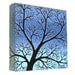 Winter Branches Silhouette Art - original acrylic painting of abstract tree with silver snow against blue and turquoise background