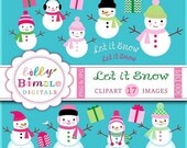 50% off Snowmen clipart winter holiday christmas cute snow people Instant Download : Commercial Use Il_170x135