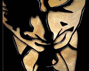 Abstract painting Modern pop Art Contemporary large black Portrait FACE by Fidostudio