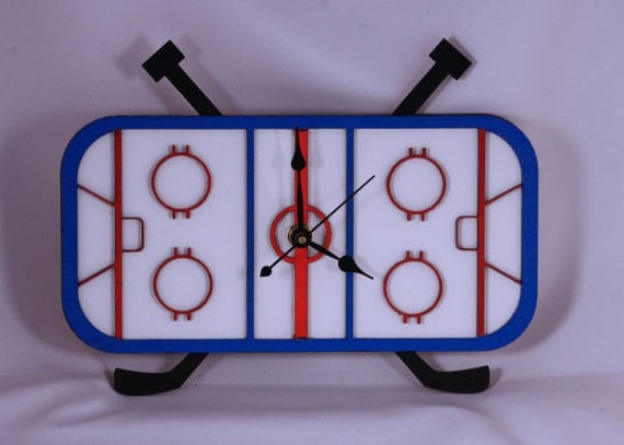 Laser Cut Hand Made & Hand Painted Hockey Arena Wall Clock