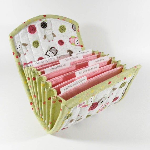 Mini Coupon Organizer Pink and Green Owls Coupon Wallet