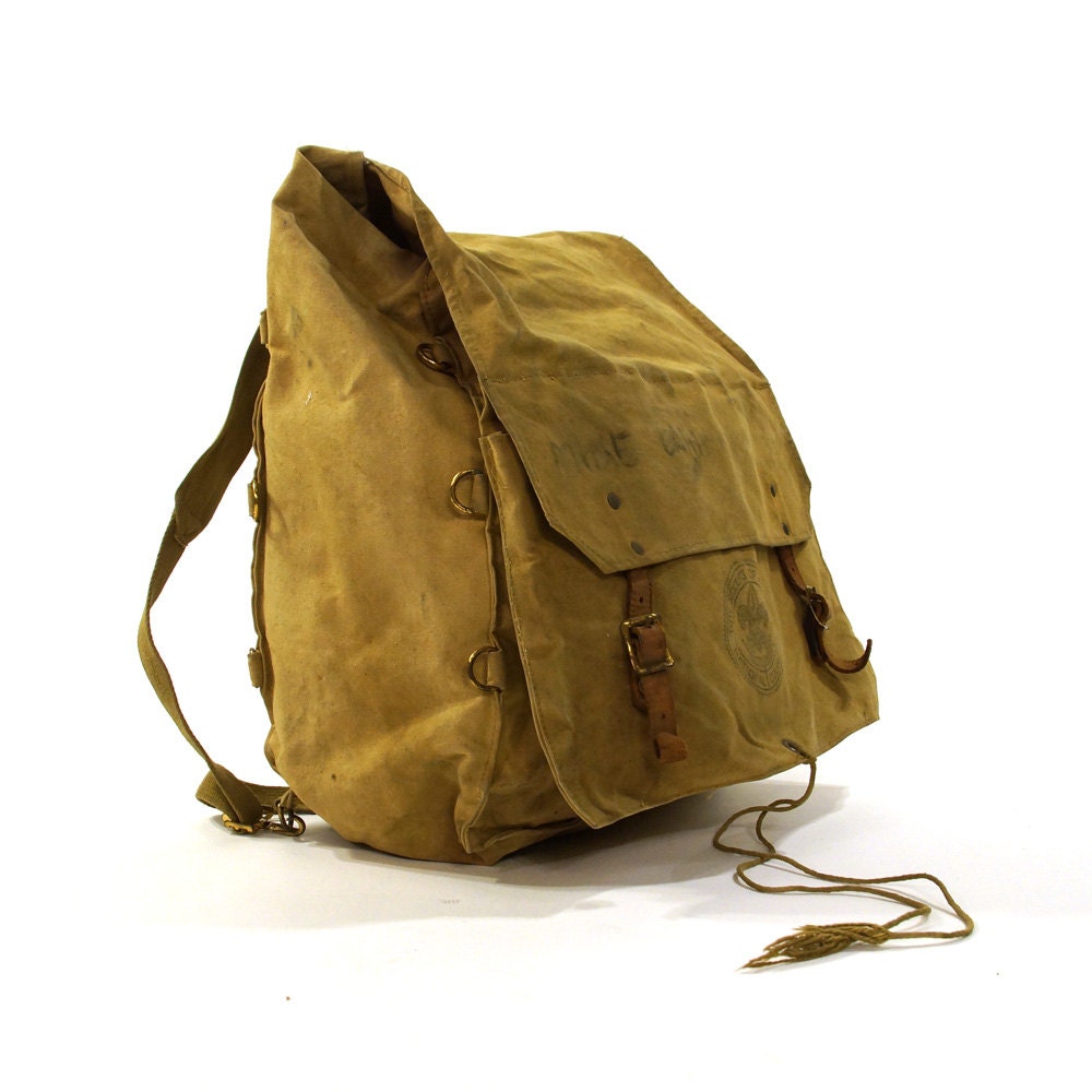 vintage boy scout canvas backpack