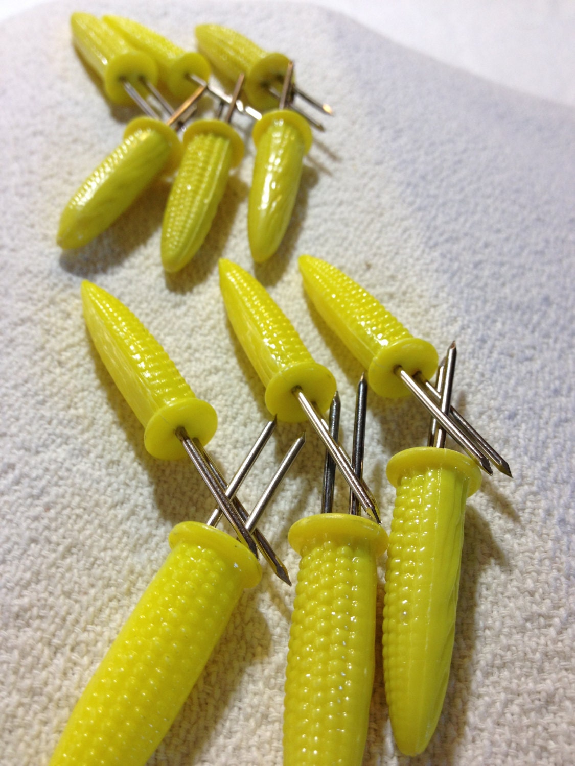 vintage corn holders matching bright yellow great by SweetThursday