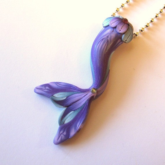 Mermaid Tail Polymer Clay Necklace