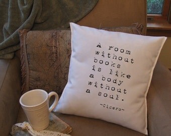 a room without books throw pillow cover, book quote pillow
