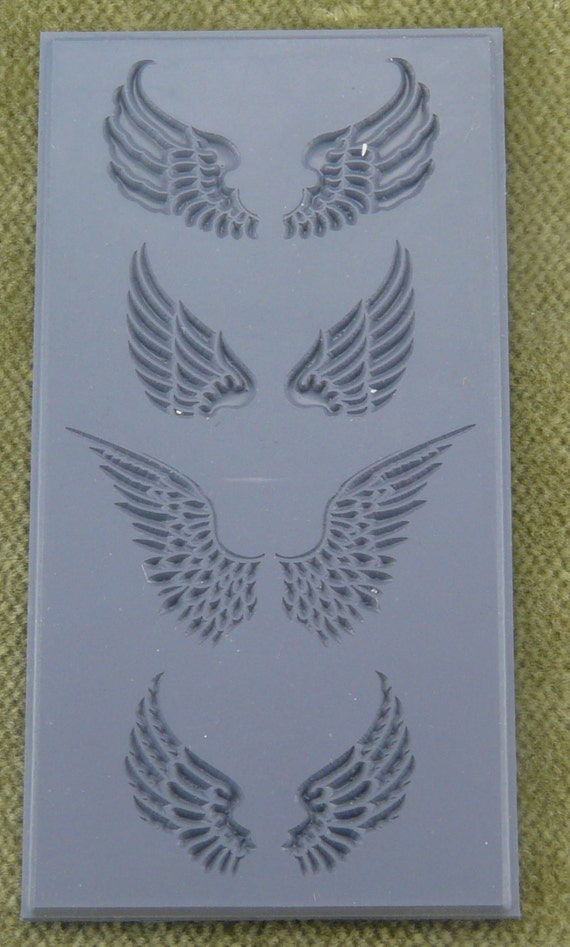 Angel Wings Embossed Clay Texture Rubber Stamp TTL-721