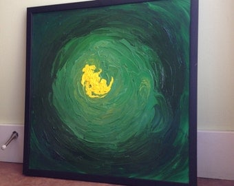 Untitled - Green Abstract Painting - Framed - Original Abstract Artwork