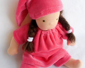 berry pink pajamas Waldorf doll for 10 - 12 inch Steiner dolls Waldorf doll baby doll clothes Waldorf toy for girls