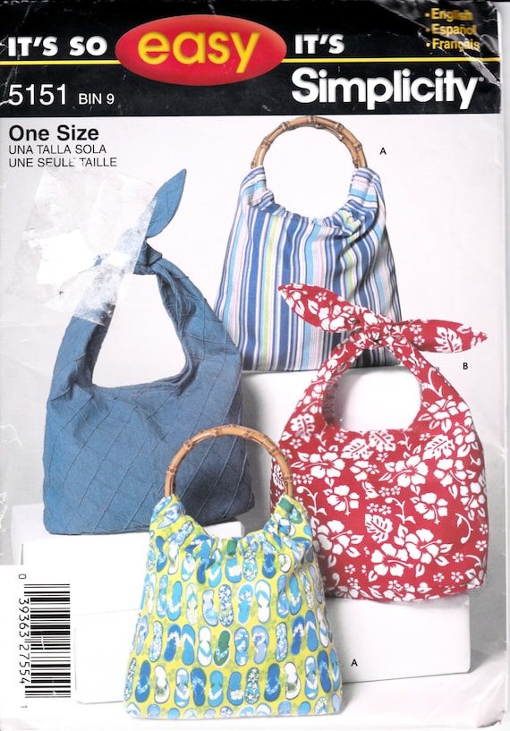 Simplicity 5151 Hobo Purse Bag Satchel Grocery Tote Easy Sewing ...