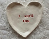 Valentine Trinket Dish I Love You Heart Shaped Dish Jewelry Dish