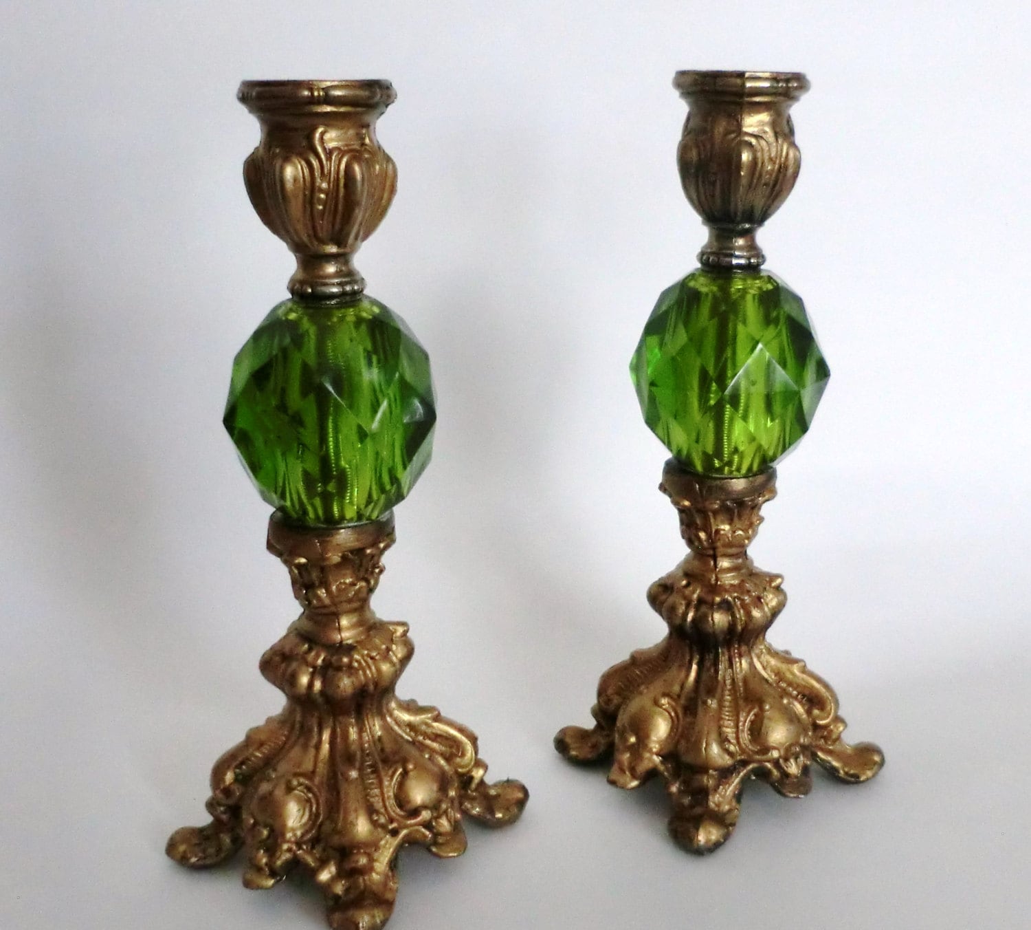 VINTAGE CANDLE HOLDERS Bohemian Baroque Set Of Two