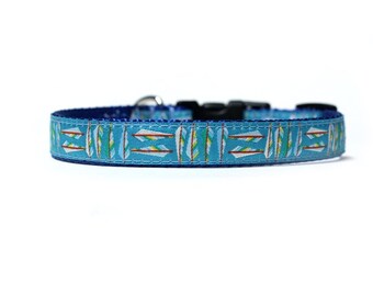 5/8 or 3/4 Inch Wide Dog Collar with Adjustable Buckle or Martingale in Feathered