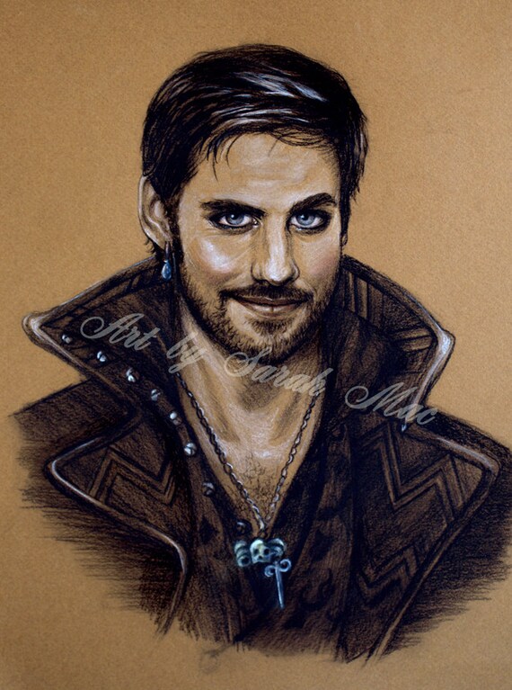 Captain Hook Once Upon a Time original charcoal portrait