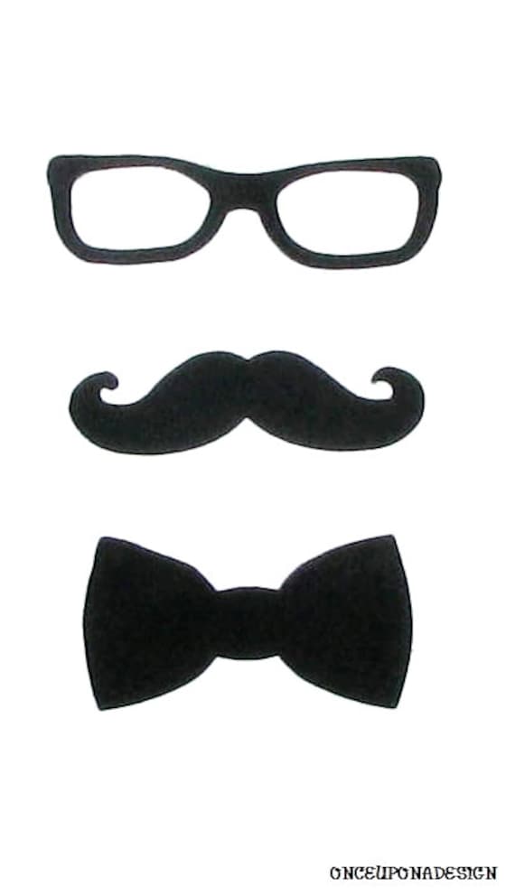 Items Similar To Geeky Glasses Moustache And Bow Tie Felt Or Cotton Iron On Applique Set