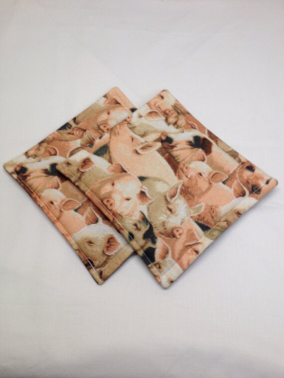Pig Print Pot Holders set of 2