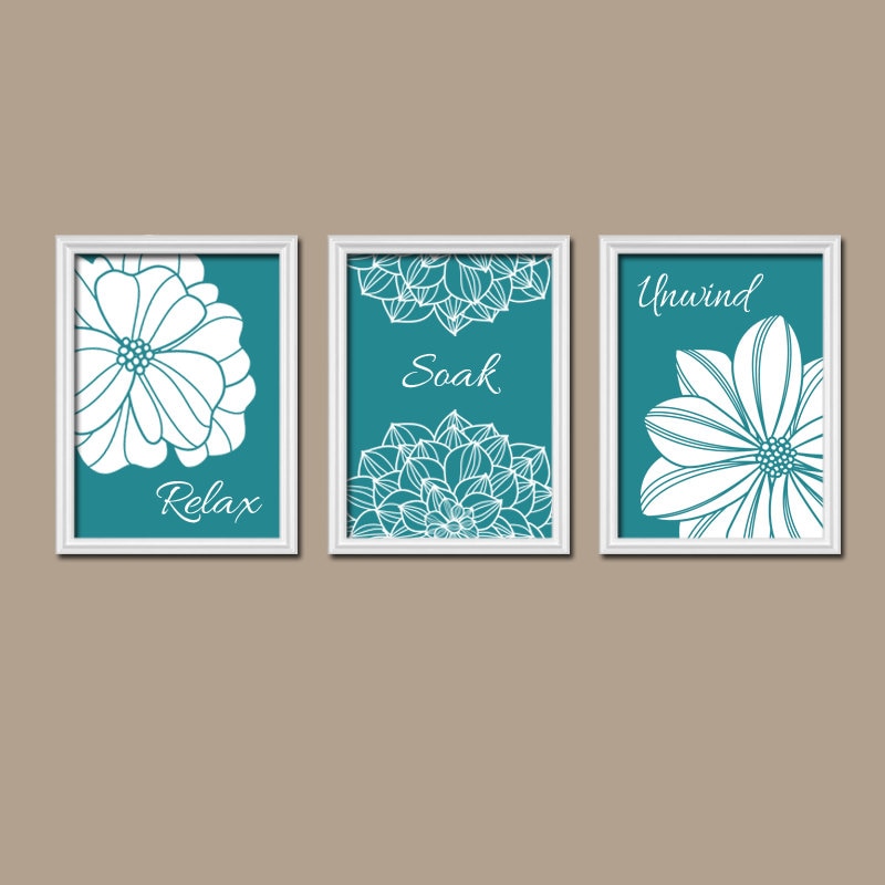  Bathroom  Decor  Teal  BATHROOM  Wall Art  CANVAS or by TRMdesign