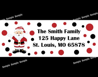 30 Personalized Christmas Return Address Labels - Santa Design