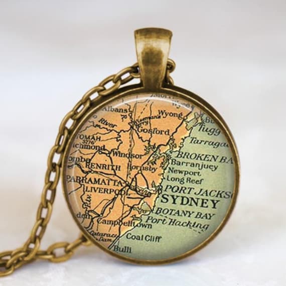 map pendant Australia Sydney , sydney map necklace, dome glass Sydney Sydney vintage chandelier