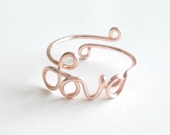 Ring, Wire Name Ring, Wire Initial Ring, Wire Word Ring, Personalized, Wire Name Jewelry, Adjustable, Custom, Love, Bridesmaid Gift