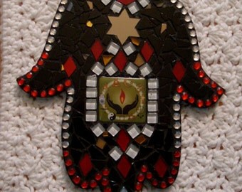Stained Glass Mosaic Hamsa OOAK with CoExist Focal