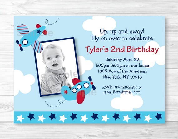 Airplane Birthday Invitation PRINTABLE Il_570xn