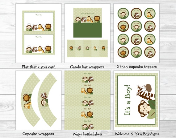 Jungle Animal Baby Shower Party Package / Safari Baby Shower / Jungle ...