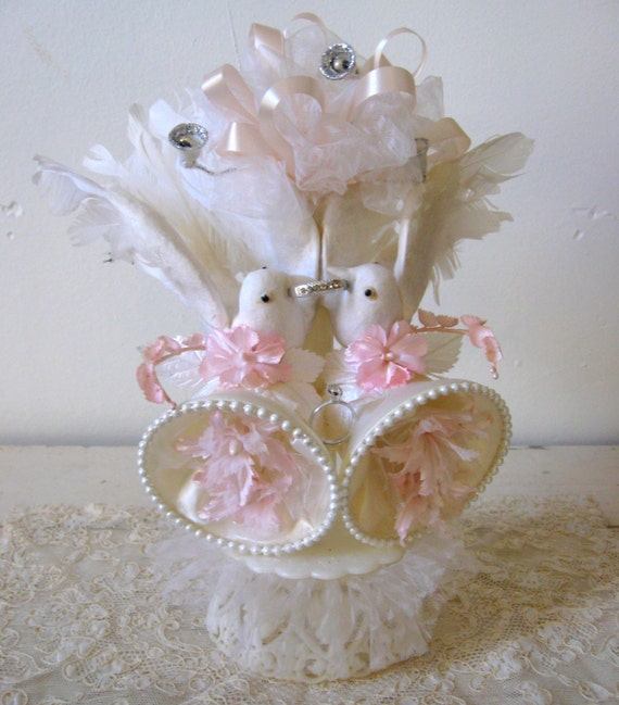 Vintage Wedding Cake Topper with Doves and by Somethingcharming
