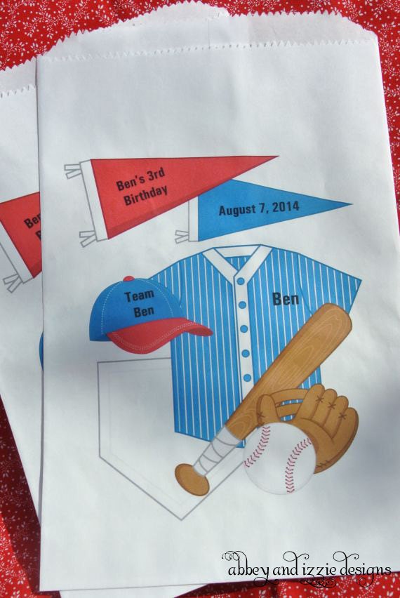 Personalized Baseball Candy Bags | Baseball Birthday Favors