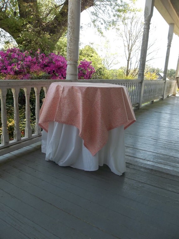 Vintage Tablecloth Pink Floral Toppers 42