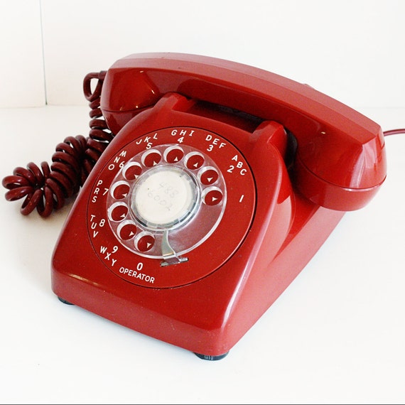 Vintage telephone rotary RED dial Automatic by OldCottonwood