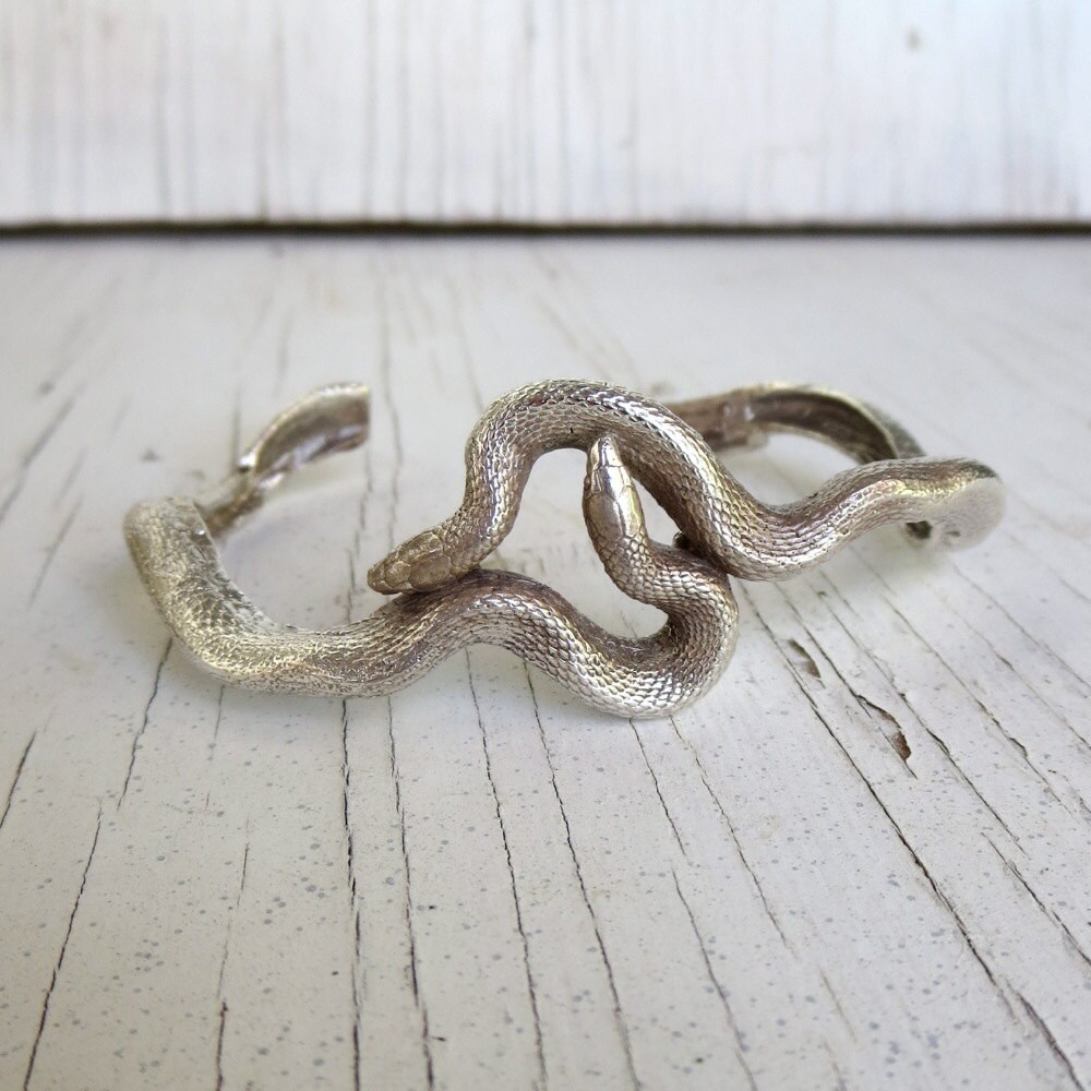 Sterling Silver Snake Cuff Bracelet Double by ChaseAndScoutDesign
