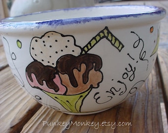You design Custom ice cream bowl pottery bowls custom popcorn cereal more personalized bowl teens adults kids choose flavors and colors