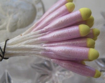 Millinery Flower Stamen Germany Pearly Lavender And Yellow Flower Peps 48 Stems G2