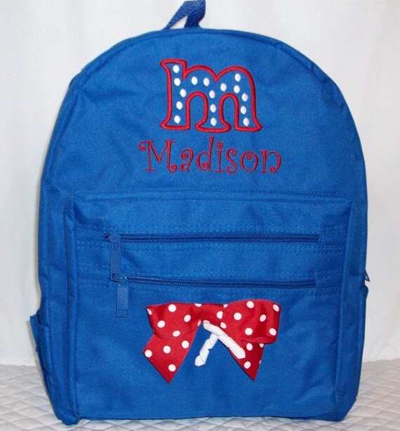 Items similar to Personalized Monogrammed Girl Backpack School Book Bag ...