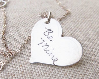 Personalized Necklace - Handwriting Heart Necklace - Memorial Jewelry - ACTUAL Handwriting- Personalized Jewelry - Handwritten Jewelry