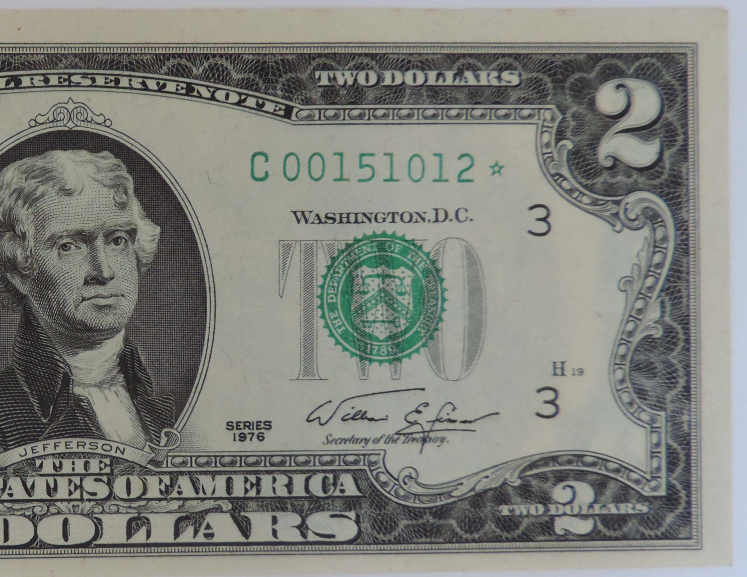 Star Note 1976 Two Dollar Federal Reserve Note 012 by palomasetc