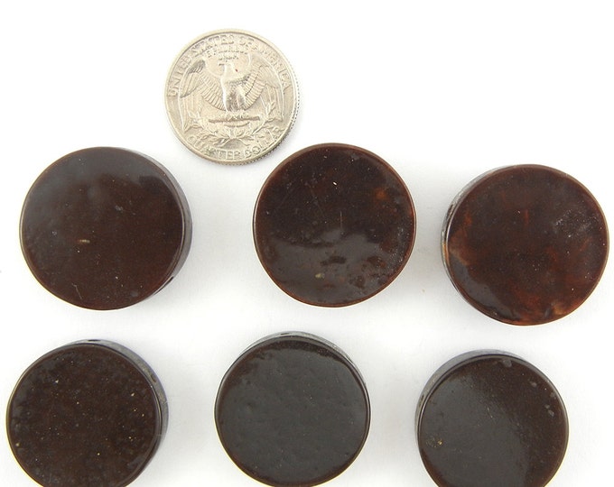 Set of 6 Brown Resin Round Disk Beads