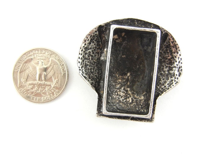 Antique Silver-tone Seashell Slide Charm Rhinestones