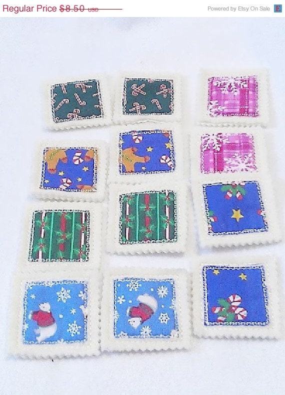 Christmas in July Sale Christmas Memory Concentration Game set includes 6 matches 12 cards great stocking stuffer Il_570xn