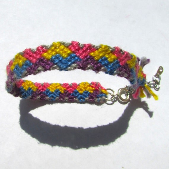 Friendship BraceletHeart design pink purple blue yellow