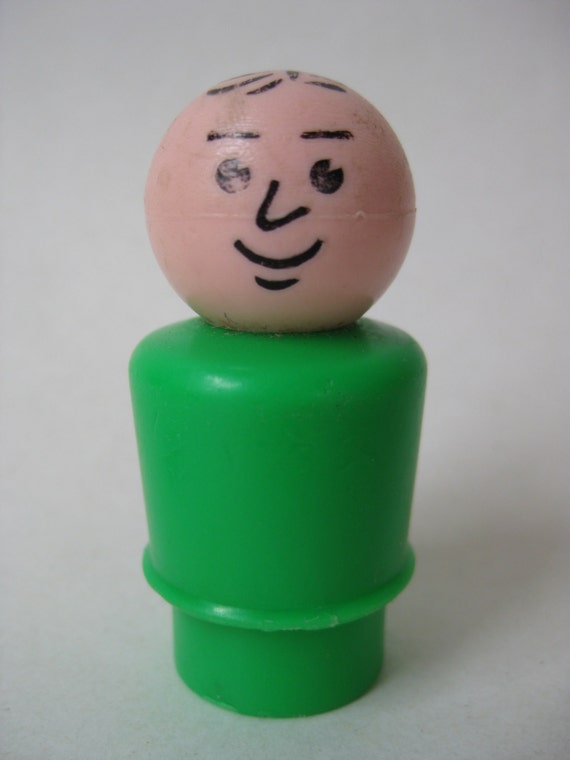 Green Man Little People Fisher Price Plastic Toy Vintage