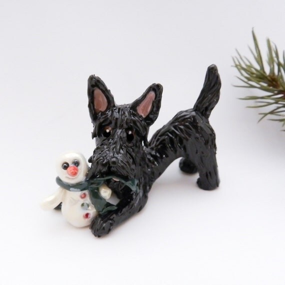 Scottish Terrier Dog Christmas Ornament Figurine by TheMagicSleigh