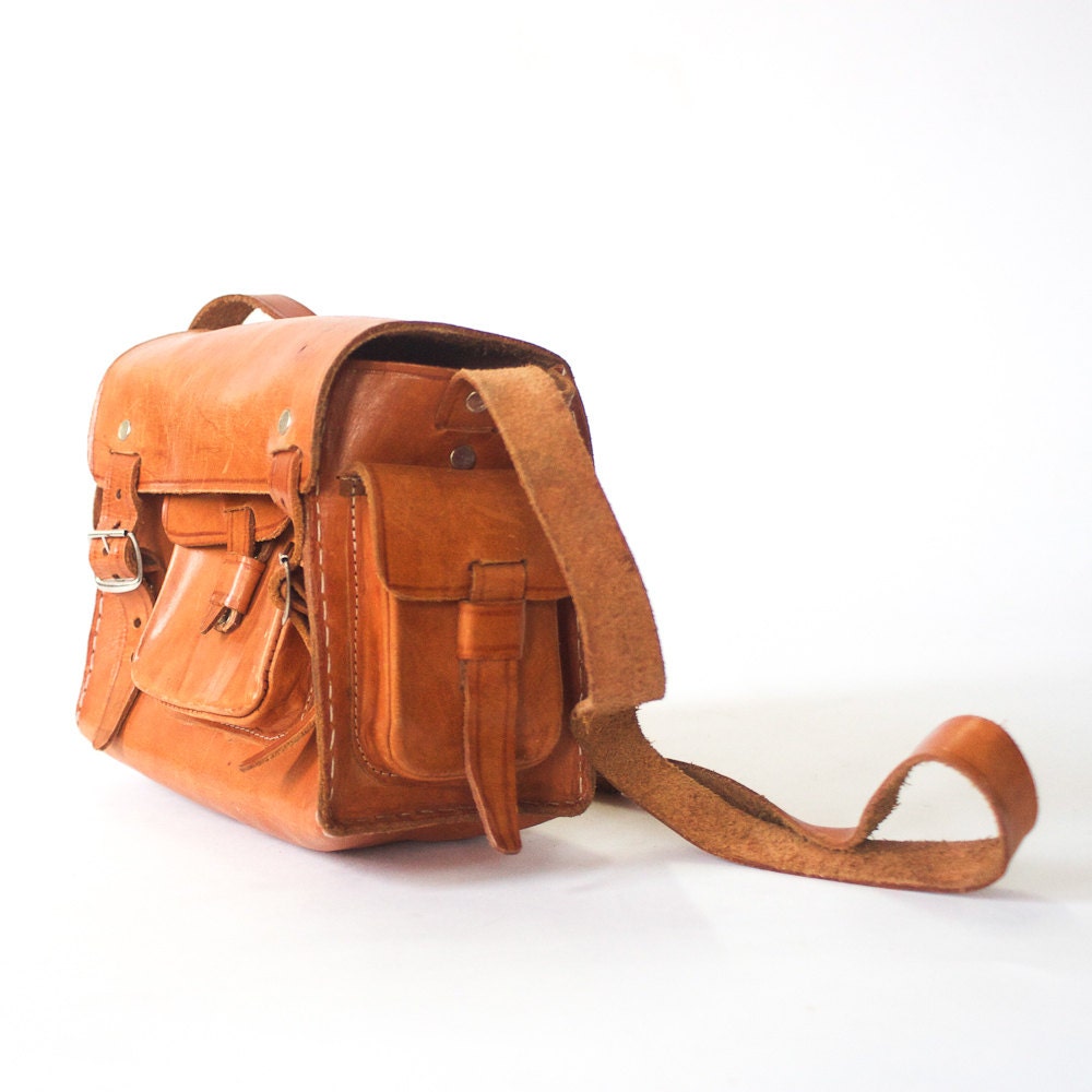 camel leather satchel