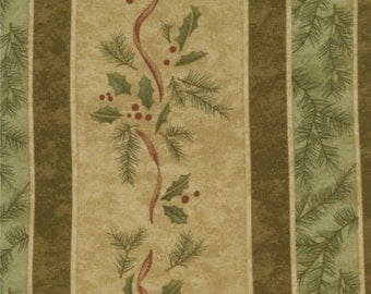 Christmas Fabric Holly Taylor Birchwood Lane Stripe in Brown 1/2 Yard