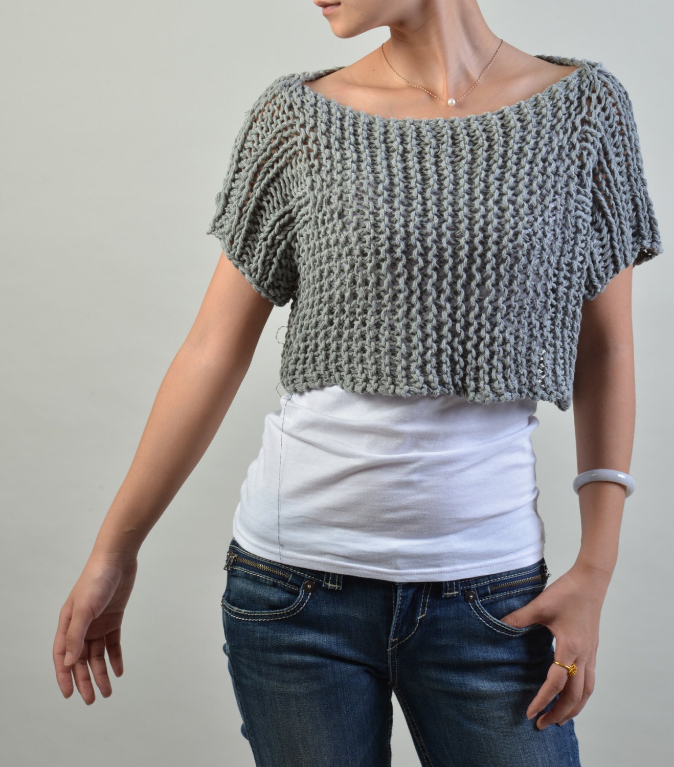 knitted short sleeve sweater